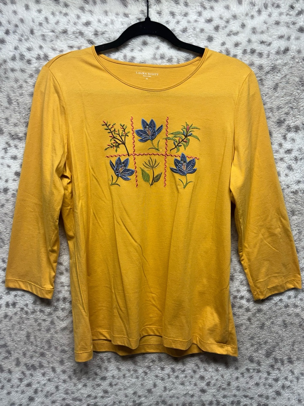 Y2K LAURA SCOTT FLORAL EMBROIDERED TOP